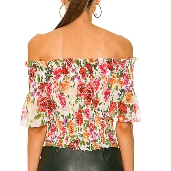 New L'AGENCE Bexley Off-The-Shoulder Top Floral Small - Picture 5 of 15
